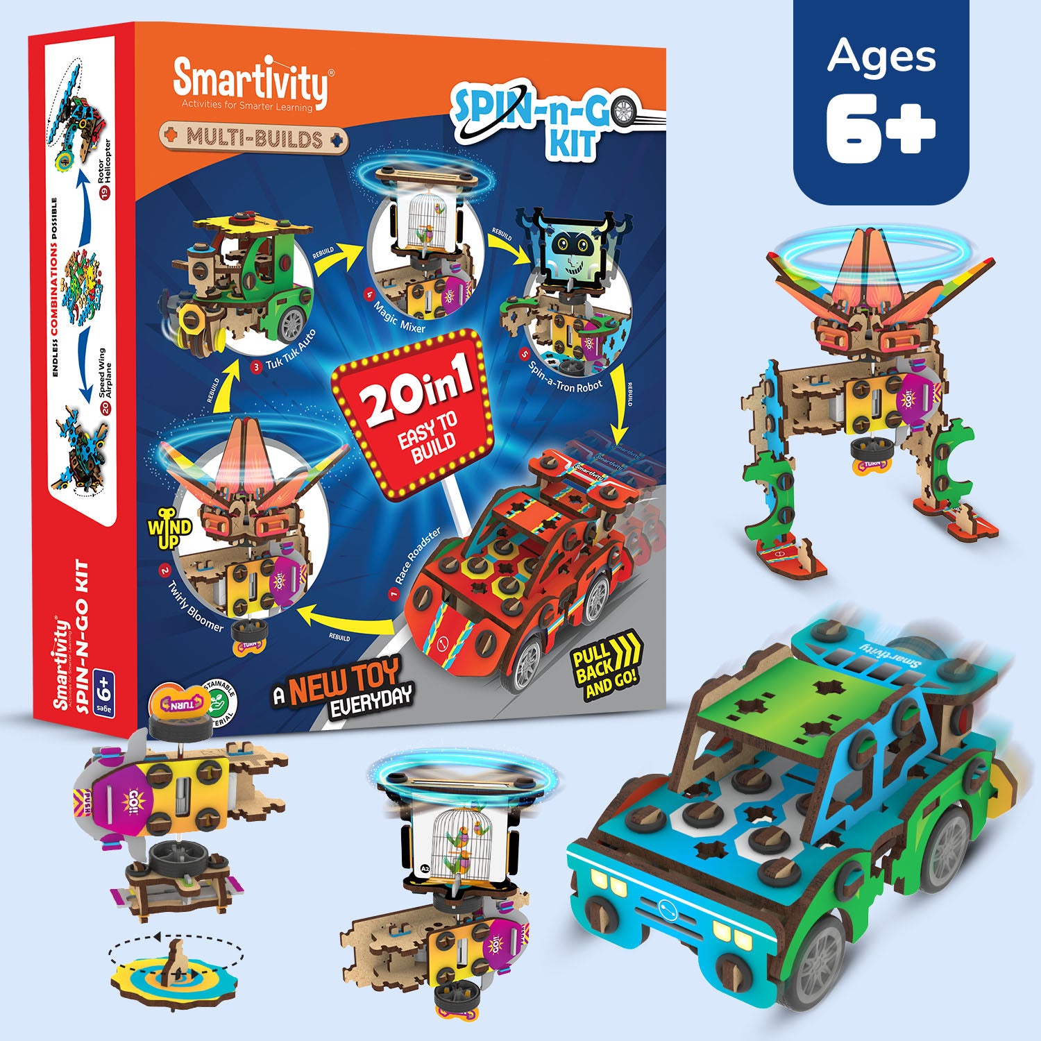 Multi-Builds Spin-n-Go Kit | 6-10 years | DIY STEM Construction Toy