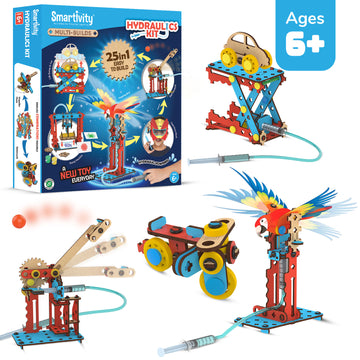 Multi-Builds Hydraulics Kit | 25 in 1 | 6-10 Years | DIY STEM Construction Toy