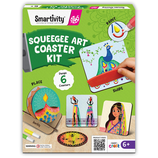 Squeegee Art Coaster Kit | 6-8 years | DIY Activity Kit