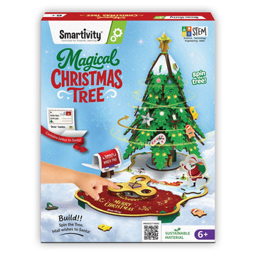 Magical Christmas Tree box: a Smartivity DIY STEM kit for ages 6+ to build a Christmas tree, spin it and mail wishes to Santa