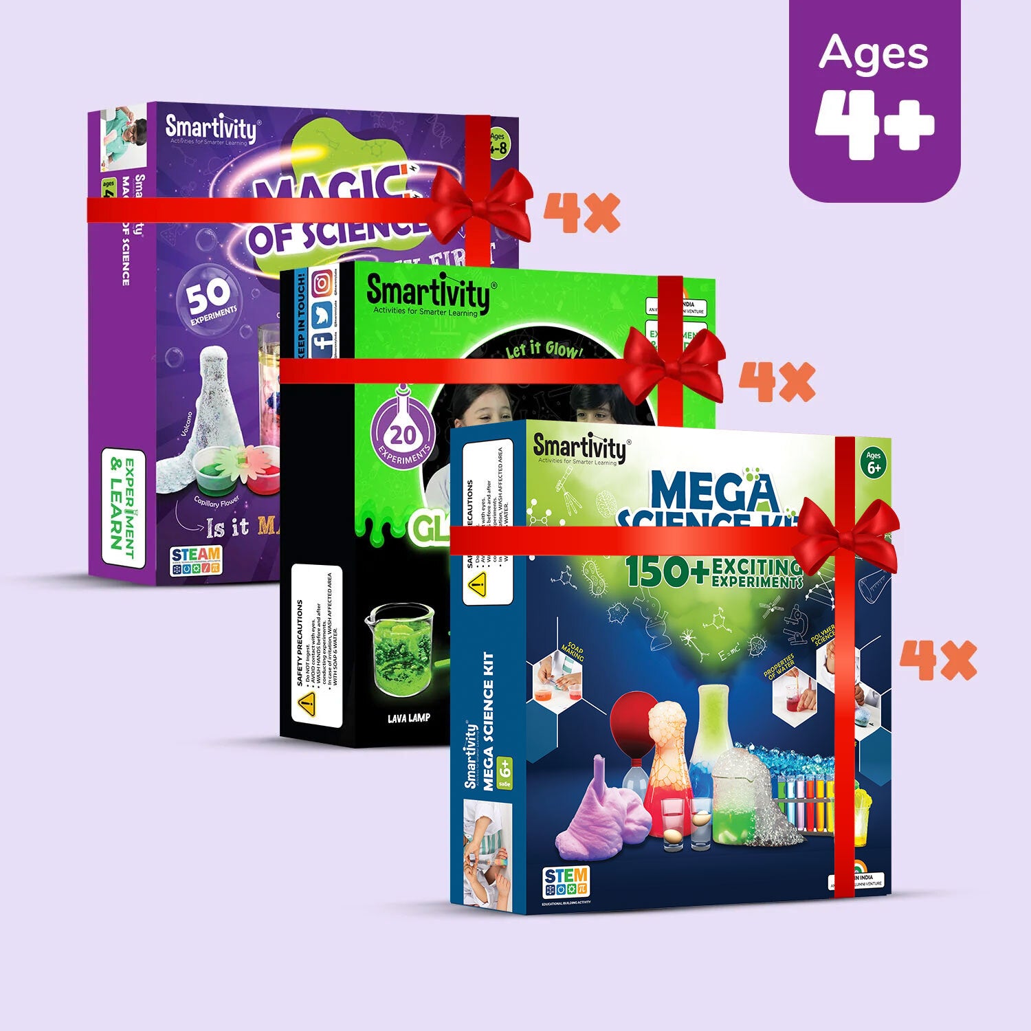 Science Experiment Kits|A Pack of 4 x 3 Units| Conduct Easy Scientific Experiments at Home| Best Gifts for Kids