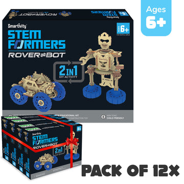 Stem Formers| A Pack of 12 x 1 Units| Build-it-Yourself Robot-cum-Rover Set| Perfect Gifts for Curious Kids