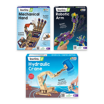 Robotics Trio: Mechanical Hand, Robotic Arm and Hydraulic Crane kits