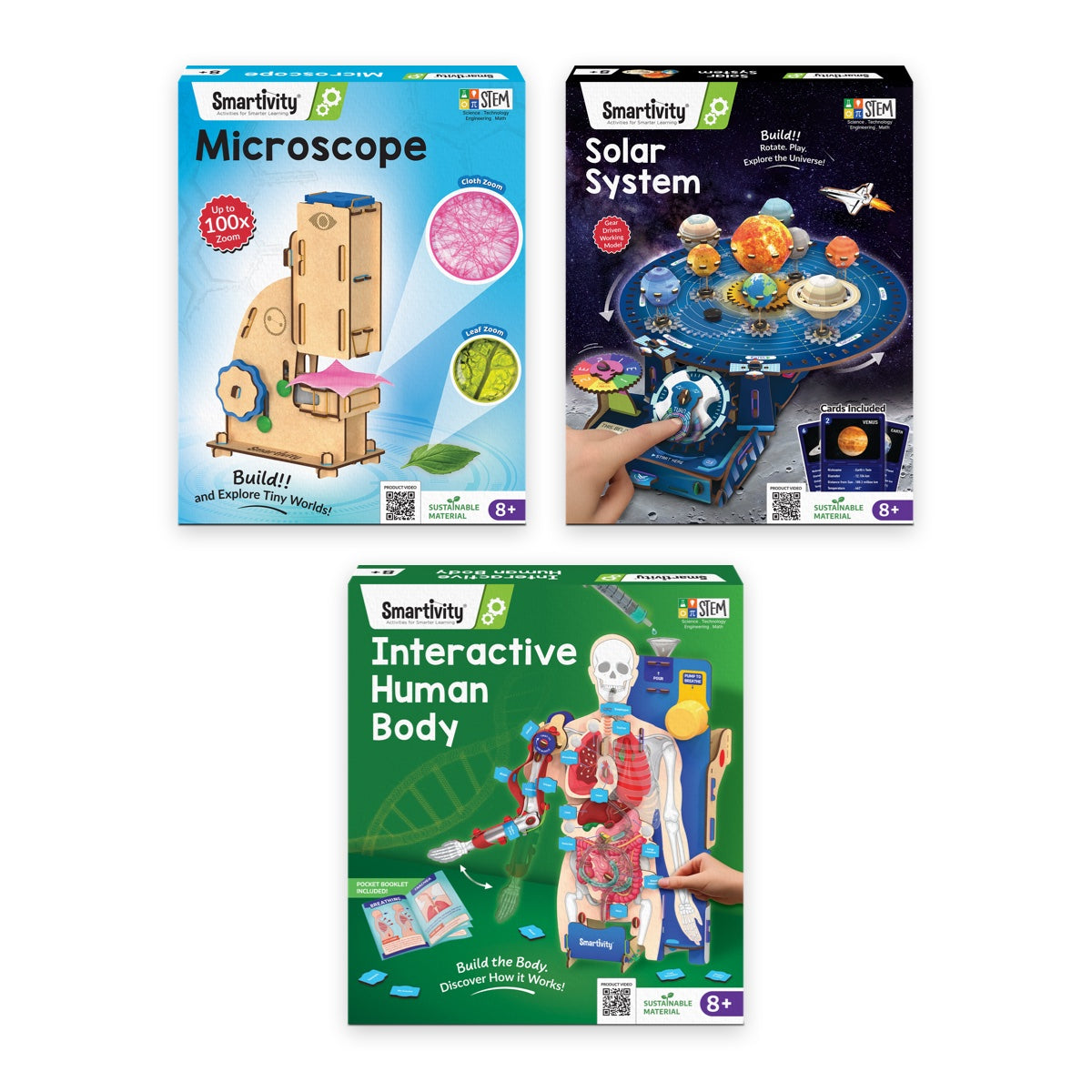 Science Fair Trio: Microscope, Solar System and Interactive Human Body kits
