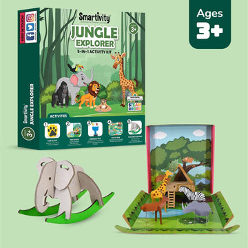 Jungle Explorer Kit For 3+ Years  | Christmas Gifts for Boys & Girls | Learn Language & Association Skills| 5-in-1 Jungle-themed Activities - Smartivity